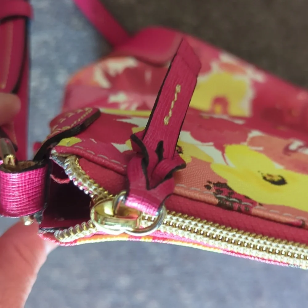 Dooney and Bourke floral Orange Pink And Yellow Print Crossbody Bag - Picture 3 of 7